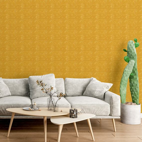 3D панель самоклеюча цегла Золота 700х770х3мм (011-3) SW-00000676 | Зображення 4