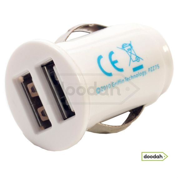 Зарядний пристрій для USB від прикурювача - Griffin Mini Dual USB White | Зображення 2