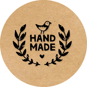 Этикетка круглая крафт "Handmade 06", Диаметр 50 мм, 250 шт/рулон, Viskom