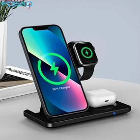 Зарядна станція 3в1 / Бездротовий зарядний пристрій 3в1 для смартфона/смарт-годин/навушників