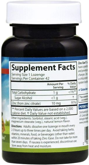 Цинк Carlson Labs Zinc-Ease 42 Lozenges (Lemon) | Зображення 3