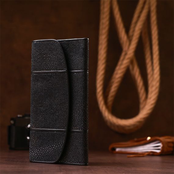 Кошелек женский STINGRAY LEATHER 18113 из натуральной кожи морского ската Черный | Зображення 5