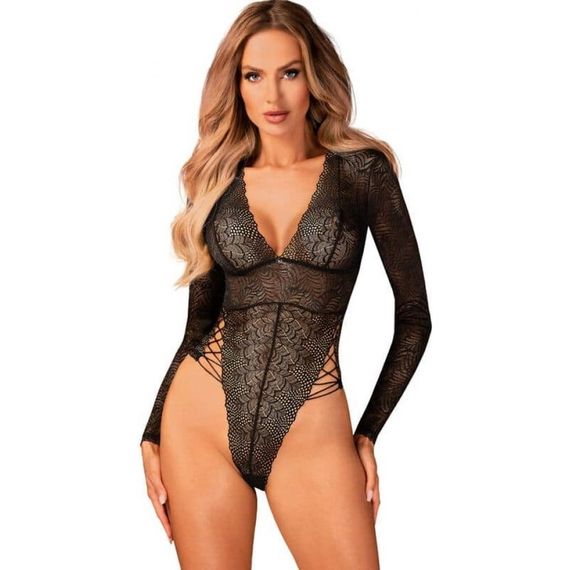 Сексуальне ажурне боді з рукавами Obsessive Merlys XS/S Sex Aura
