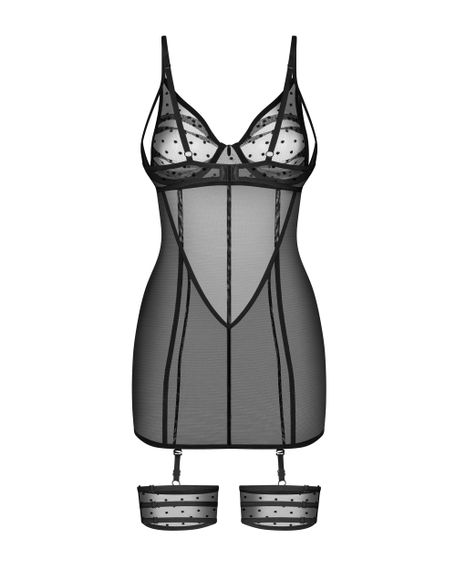 Сорочка Obsessive Nuites chemise Черный L/XL | Зображення 7