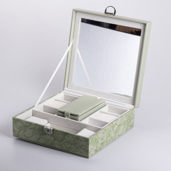 Скринька для прикрас з еко шкіри 2 яруси із замком органайзер для ювелірних виробів | Зображення 6