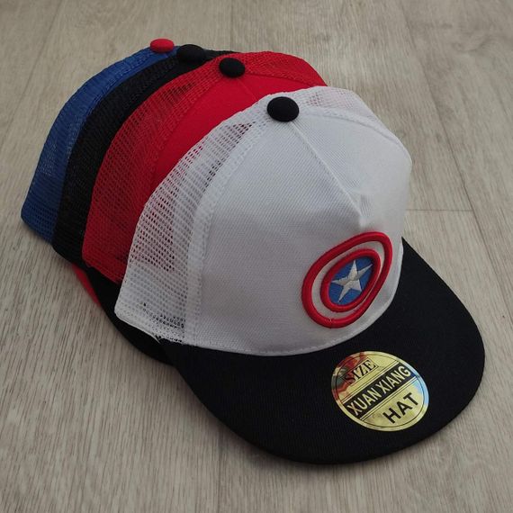 Кепка дитяча снепбек (Snapback) Капітан Америка з сіточкой Чорний 50-54р (2222) | Зображення 9