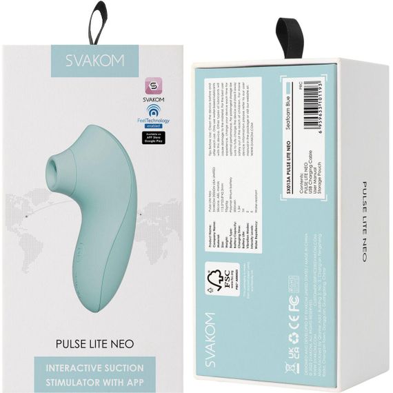 Вакуумний стимулятор Svakom Pulse Lite Neo Seafoam Blue, керується зі смартфона Sex Aura | Зображення 5