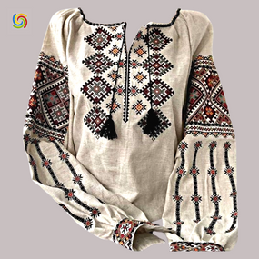 Рубашка Украинская вышиванка  32879 цвет серый размер L/XL