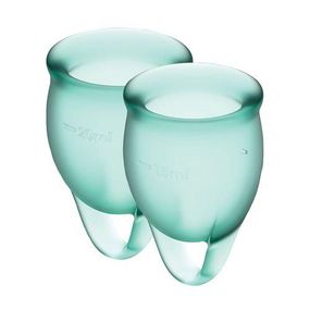 Набор менструальных чаш Satisfyer Feel Confident (dark green), 15мл и 20мл, мешочек для хранения Sex Aura