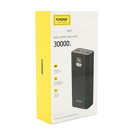 Power Bank FONENG P55 30000mAh, 2xUSB+Tepe-C, Black, 0.580kg | Зображення 1