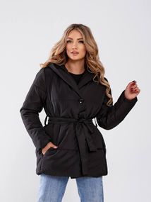 Жіноча зимова куртка з поясом, арт. 505, чорний