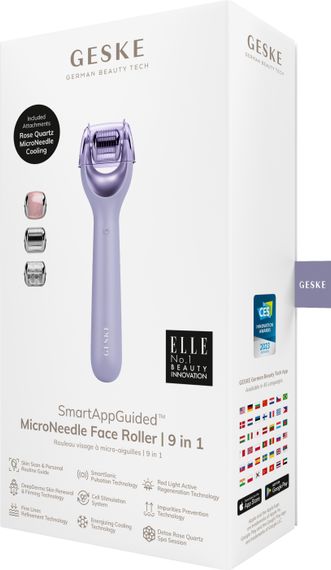 Електронний ролер для обличчя з мікроголками GESKE MicroNeedle Face Roller 9в1 purple | Зображення 7