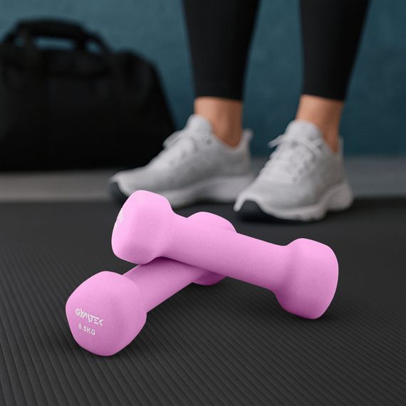 Гантели для фитнеса неопреновые Gymtek Hex 2х0,5кг розовый | Зображення 4