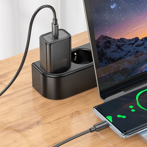 МЗП Hoco N60 Gentle PD20W (1USB-C) + кабель Type-C to Lightning Black | Зображення 5