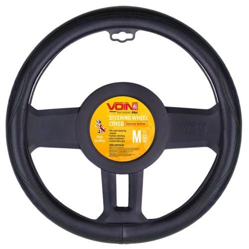 Чохол на кермо VLOD-L2170 BK M чорний/БО/шкіра один шов