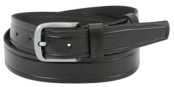 Мужской кожаный ремень под джинсы Skipper  черный 3,8 см
