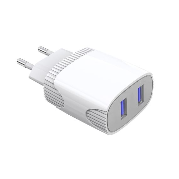 Мережевий зарядний пристрій Aspor A811 (2USB/2.4 A) + USB-кабель Type-C-білий | Зображення 2
