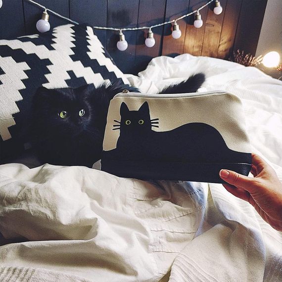 Косметичка дорожня жіноча Lovely Черная кошка 26x15x8 см