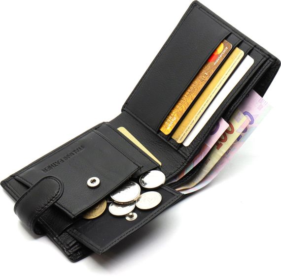 Кожаное мужское портмоне на кнопке ST Leather ST-104-1 черный | Зображення 6