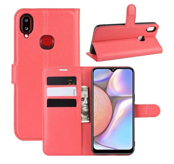 Чохол книжка з кишенями для карт на Samsung Galaxy A10s колір Червоний