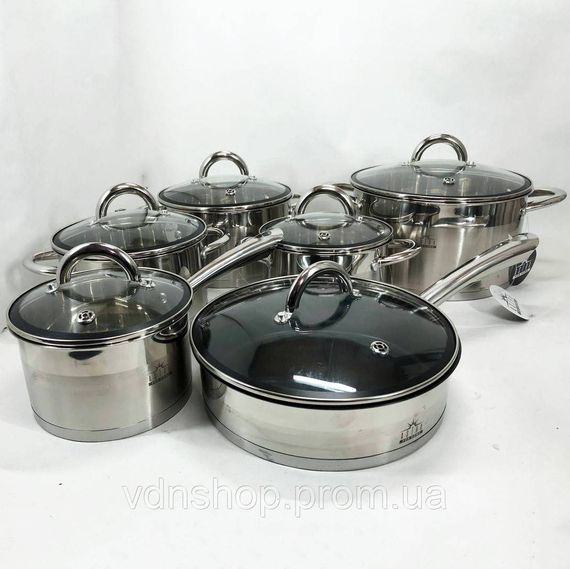 Набір каструль для дому з антипригарним покриттям 12 предметов ASTRA A-2412, Набір посуду каструлі RD-93