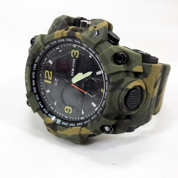 Електронні спортивні годинники SKMEI 1155BCMGN GREEN CAMO, Наручні годинники чоловічі тактичні чоловічі FH-31 | Зображення 9