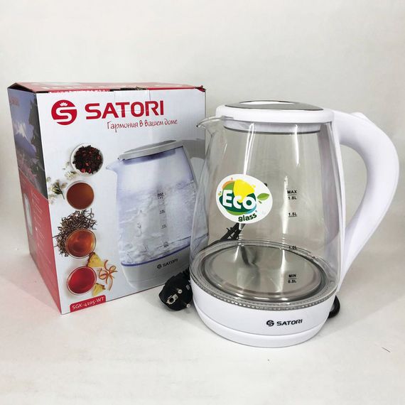 Чайник с функцией отключения при отсутствии воды Satori, Красивый стеклянный чайник IE-70 | Зображення 6
