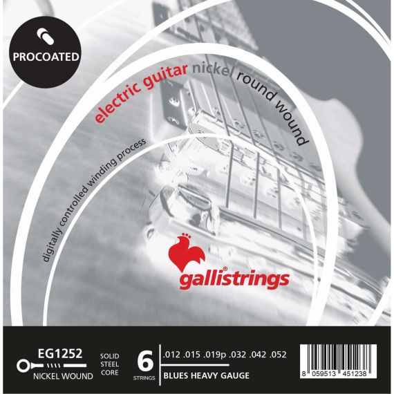 Струни для електрогітари Gallistrings EG1252 (.012-.052), ProCoated, BLUES HEAVY, Steel/Nickel