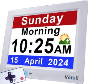 Годинник для людей із деменцією з британським коригуванням літнього часу, 30 будильників і настроюваних нагадувань