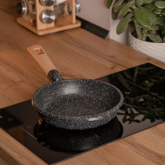 Мармурова алюмінієва сковорода з антипригарним покриттям 1 літр Ø 20 см з товстим дном MGC чорна HP-4-416B | Зображення 4
