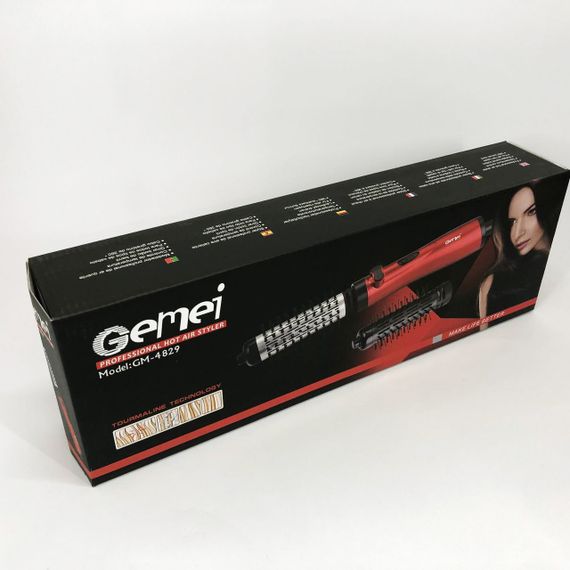 Фен щетка для сушки волос вращающейся Gemei GM-4829, Стайлер для укладки, браш воздушный, плойка расческа | Зображення 9
