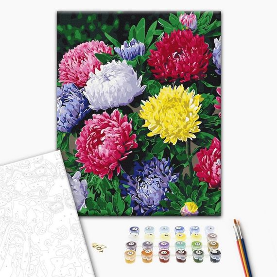 Картина за номерами "Різнобарвні айстри" BS54120, 40х50 см | Зображення 1