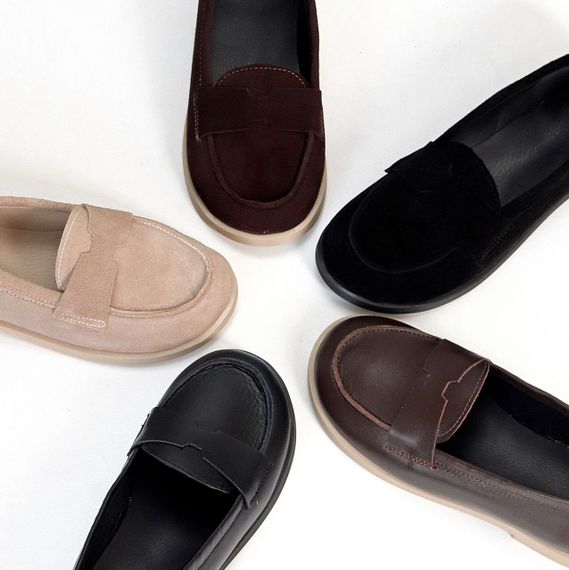 Зручні туфлі лофери натуральна замша колір Шоколад | Зображення 9