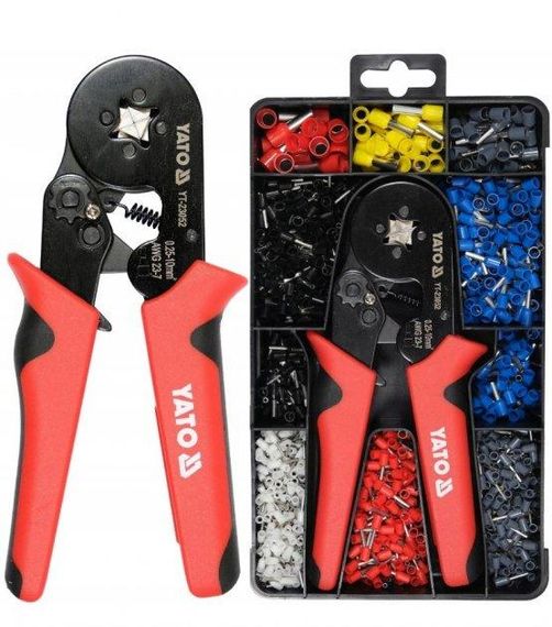 Набор клещи зажима втулочных наконечников 0.25-10мм² 1200шт YATO YT-23052 | Зображення 1