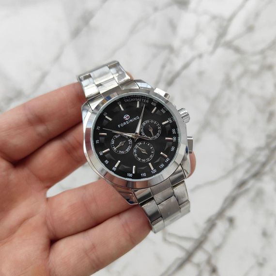 Механические мужские часы Forsining 6917 Black/Silver | Зображення 1