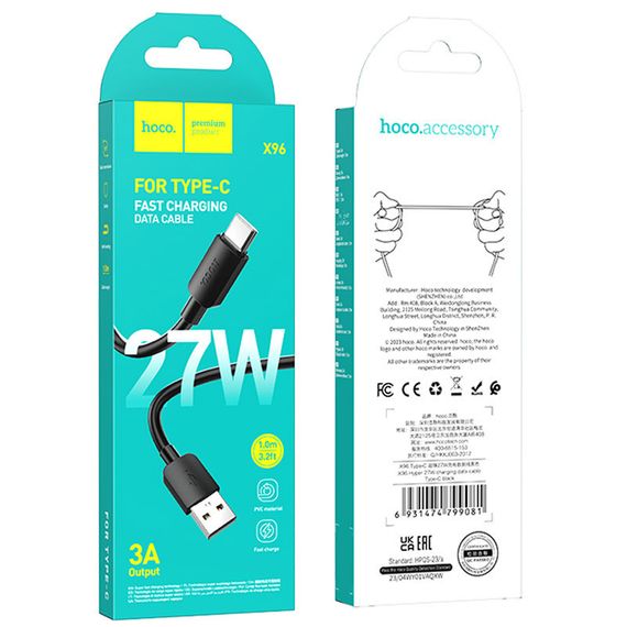 Дата кабель Hoco X96 Hyper USB to Type-C 27W (1m) | Зображення 5