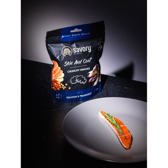 Хрусткі ласощі Savory Skin and Coat with Salmon and Marigolds для собак усіх порід для здоров’я шкіри та шерсті з лососем та | Зображення 4