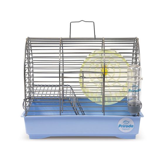Клітка Природа Фаворит для джунгарських хом’яків і мишей з колесом хром/блакитна 30x20x24 см | Зображення 1