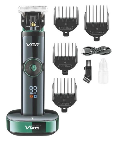 Набір для стрижки VGR 4 в 1 V-634 GREEN, 4 насадки, LED Display (47862- V-634_706) | Зображення 2