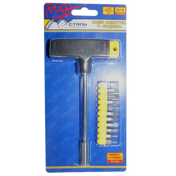 Сталь 49046 Отвертка Т-образная с комплектом бит 11 в 1 | Зображення 1