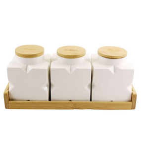 Набір ємностей для сипучих продуктів 3шт 600мл з підставкою Interos PJ01784