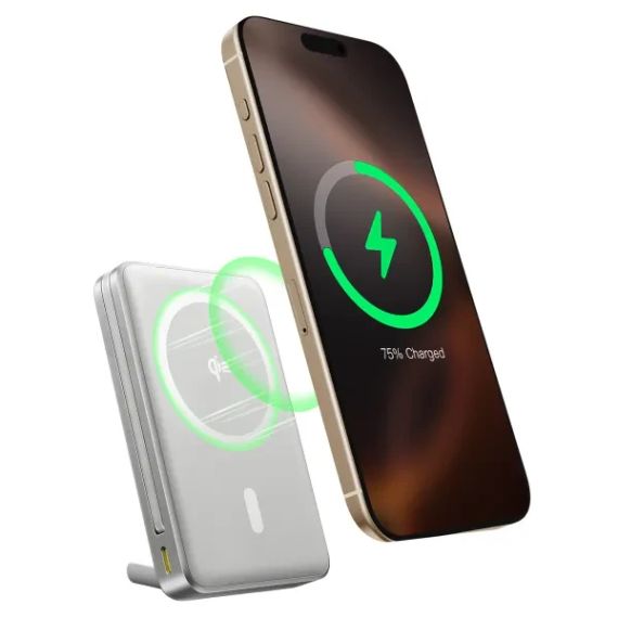 Повербанк Baseus Nomos Qi2 10000mAh / 45W, 2в1, бездротова швидка зарядка, кабель вбудований, білий