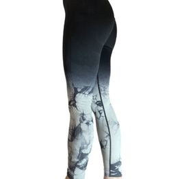Легінси жіночі спортивні з пуш-ап Tie Dye gradient 20478 M чорні з білим