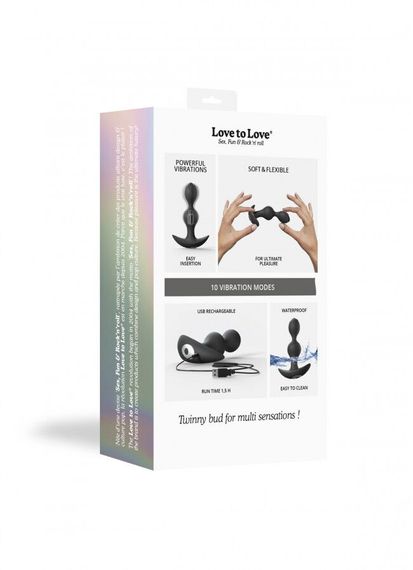 Анальний стимулятор, гнучкий з вібрацією Love To Love TWINNY BUD, Black | Зображення 5