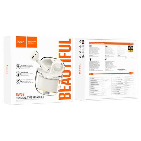 Бездротові TWS навушники Hoco EW52 Lilly Milky White | Зображення 1
