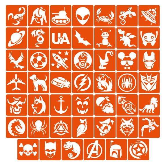 Набор трафаретов для био-тату «Для мальчиков №1» boys_simple_1_4x4_48_1