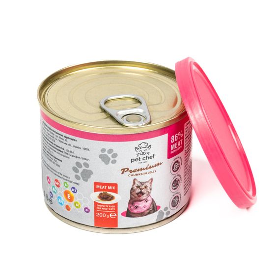 Вологий корм для котів Pet Chef шматочки в желе М’ясний мікс 200 г | Зображення 4