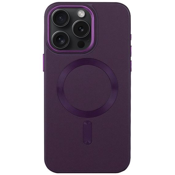 Кожаный чехол Bonbon Leather Metal Style with MagSafe для Apple iPhone 13 Pro (6.1") Фиолетовый / Dark Purple