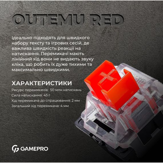 Клавіатура GamePro MK180B Hot-Swap Red Swich RGB USB UA Black (MK180B) | Зображення 8