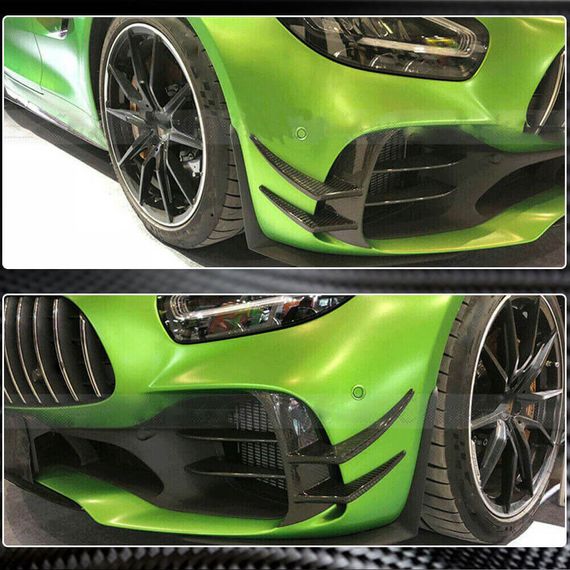 Накладки на передній бампер V2 (для GT R 2016-2019, Сухий карбон) для Mercedes AMG GT C190/R190 рр | Зображення 3